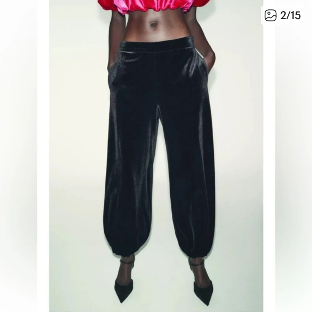 ZARA VELVET BALLOON PANTS SIZE M L